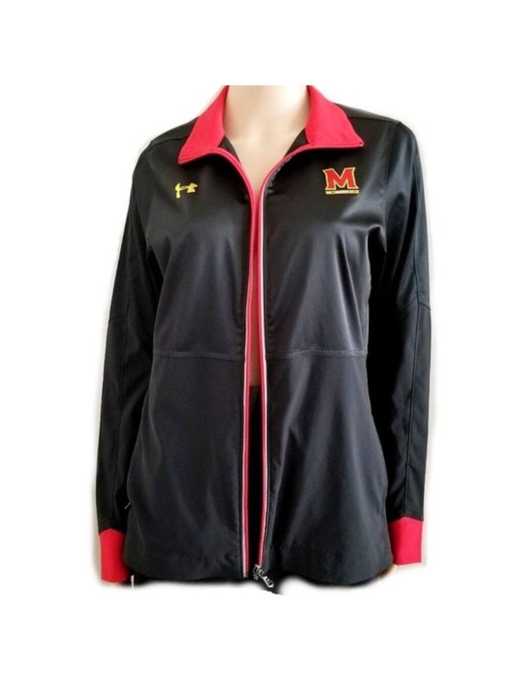 Under Armour Women's Maryland Terrapins Logo Full Zip Front Black/Red Jacket S/P - Picture 2 of 8